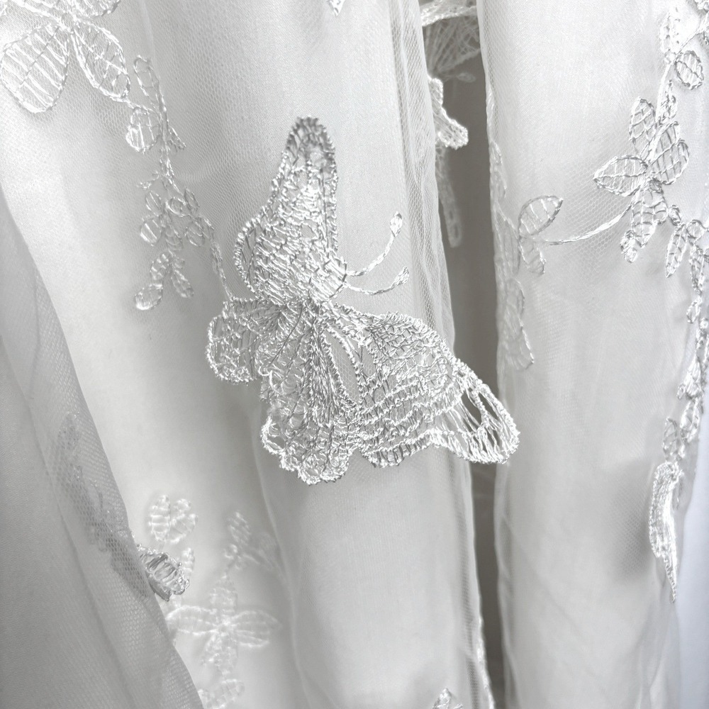 Whimsical Butterfly 3D Embroidered Hi-Low Slip Dress Ivory XL Boho Cottage Fairy - Picture 10 of 16